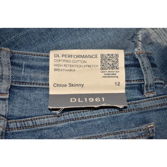 DL1961 NEW $69 DL Performance Distressed Chloe Skinny Jean Raw Hem Girl's 12‎ - Picture 3 of 4
